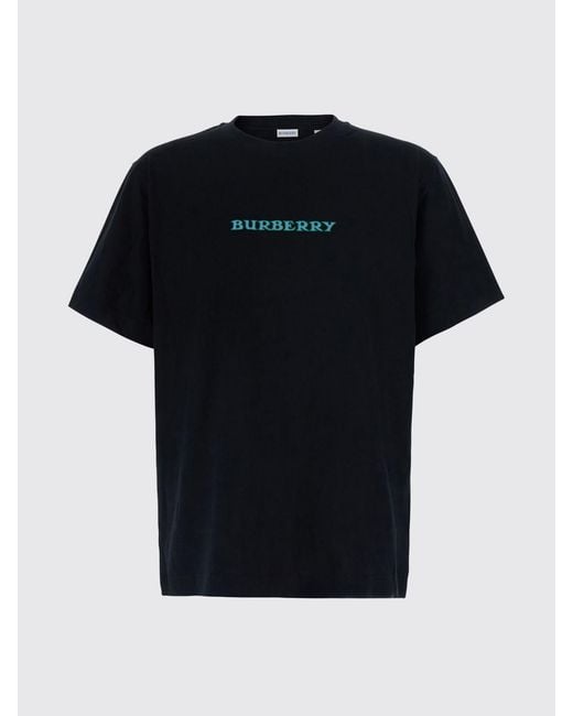 Burberry Blue Equestrian Knight Logo Cotton Crewneck T-Shirt for men