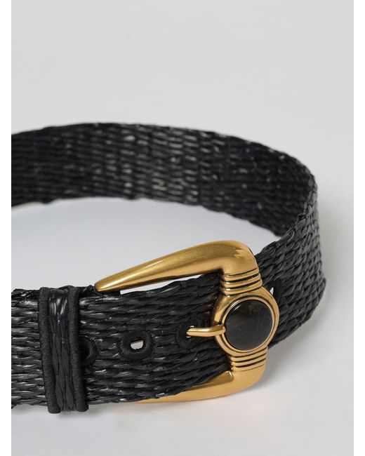 Etro Gray Woven Raffia Belt With Jewel Buckle