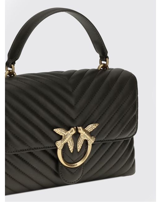 Pinko Black Medium Love Bag Puff Quilted Chevron Nappa