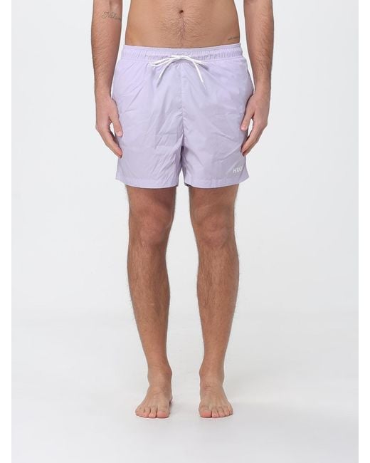 HUGO Purple Polyester Boxer Swim Trunks for men