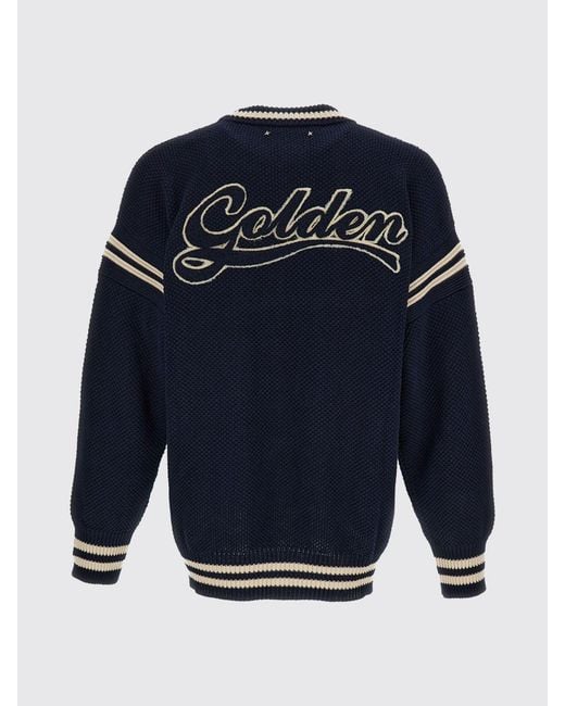Golden Goose Deluxe Brand Blue Relaxed Fit Cotton Crewneck Sweatshirt With Contrast Back Logo for men