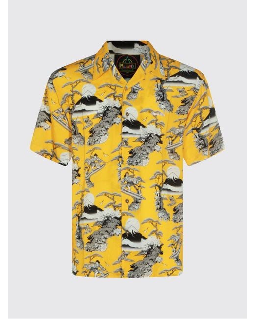 Mauna Kea Yellow Printed Viscose Casual Shirt for men