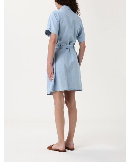 A.P.C. Blue Denim Shirt Dress Belted