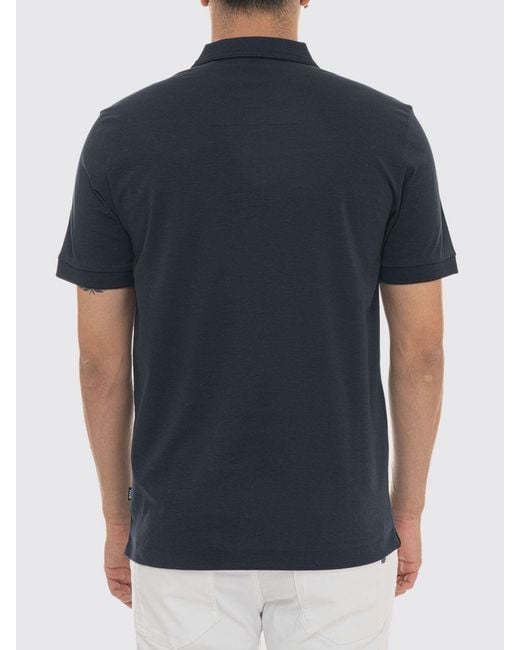 Boss Blue Short-Sleeved Cotton Polo Shirt With Ribbed Collar And Two-Button Placket for men