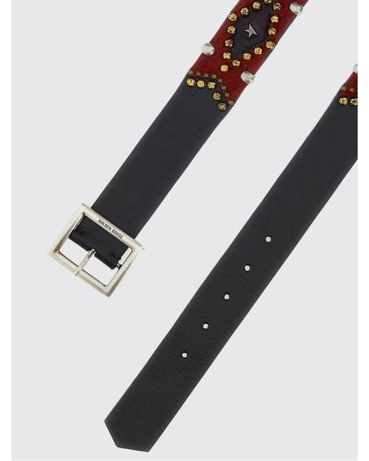 Golden Goose Deluxe Brand White Sierra Studded Leather Belt With Engraved Buckle