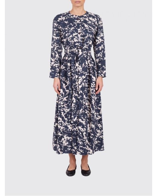 Max Mara Blue Printed Cotton Midi Dress