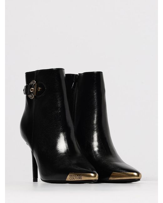 Versace Jeans Couture Black Flat Ankle Boots