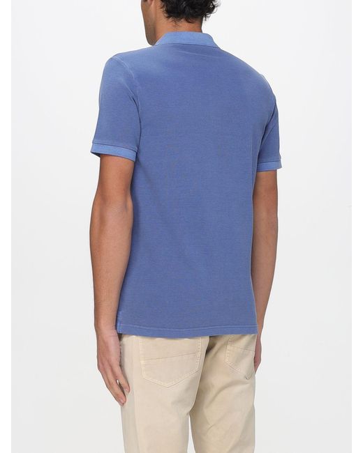 Fay Blue Cotton Polo Shirt With Logo for men