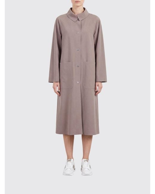 Herno Gray Single-Breasted Knee-Length Jersey Trench Coat With Classic Collar