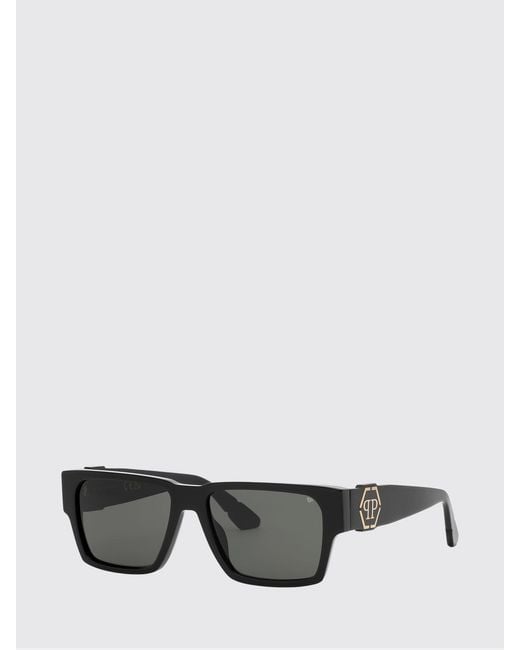 Philipp Plein Gray Acetate Shield Sunglasses With Hexagon Logo for men