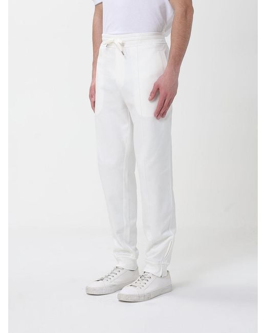 Brunello Cucinelli White Cotton Blend Jogging Trousers for men