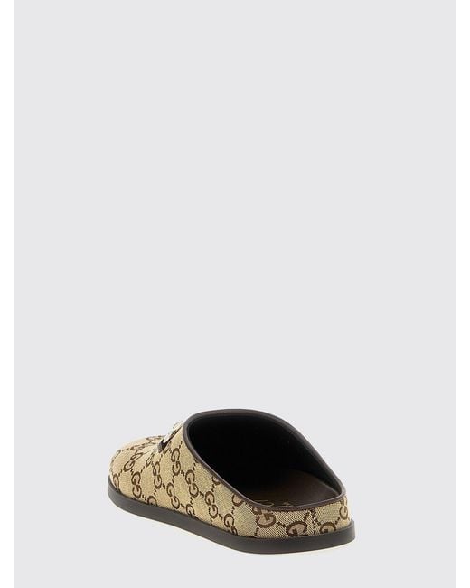 Gucci Natural Gg Jacquard Cotton Blend Slippers With Horsebit