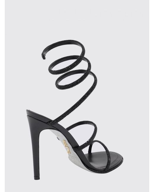 Rene Caovilla White Cleo Crystal-Embellished Spiral Strap High-Heeled Sandals