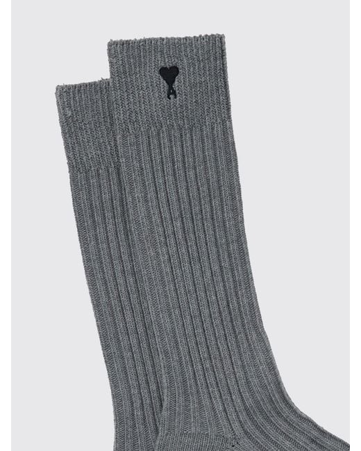 AMI Black Set Of 3 Ribbed Cotton Socks With Ami De Coeur Logo for men