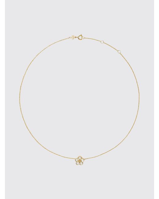 Tory Burch White Forget Me Not Mother-Of-Pearl Flower-Plated Necklace
