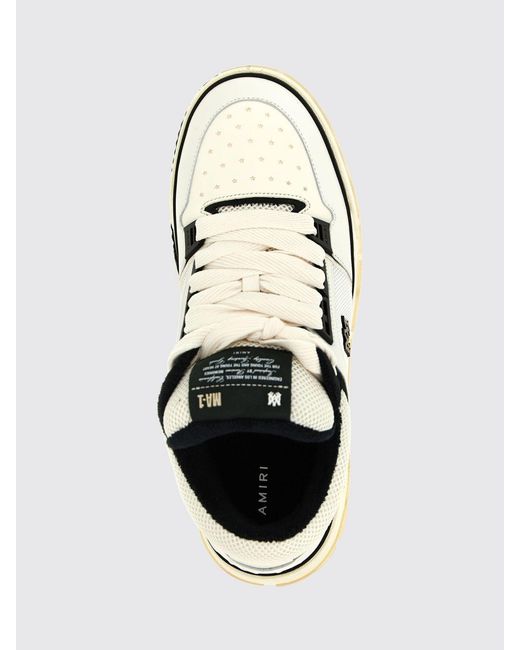 Amiri White Ma-1 Leather And Mesh Sneakers With Monogram And Padded Ankle
