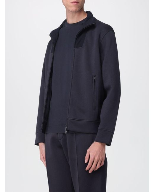 Emporio Armani Doppeljersey Vollreißverschluss Pullover in Blue für Herren