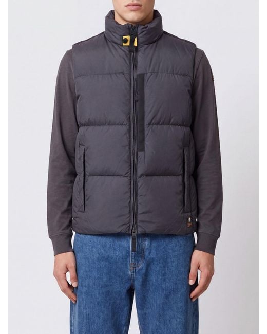 Parajumpers Blue Padded Quilted Nylon Waistcoat With High Neck And Zip Closure for men