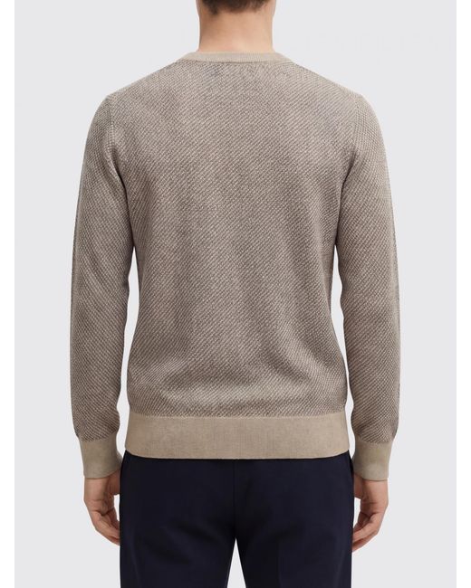 Boss Gray Cotton And Silk Blend Crew Neck Pullover for men