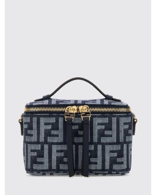 Fendi Blue Vanity Denim Bag With Ff Jacquard Monogram