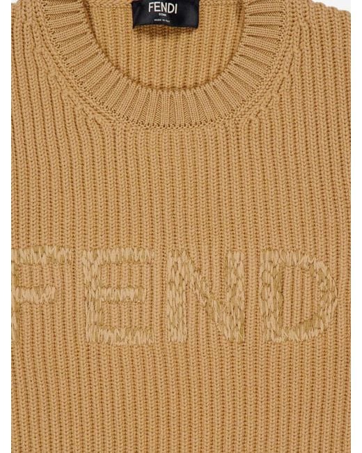 Fendi Blue Wool Crew Neck Pullover for men