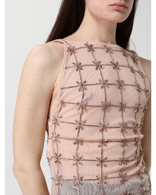Pinko Blue Tulle Top With Crystals