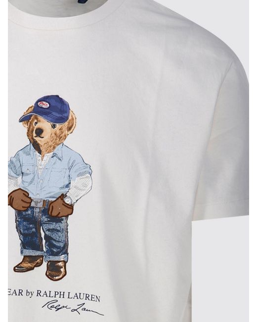 Polo Ralph Lauren White Cotton T-Shirt With Bear Print for men