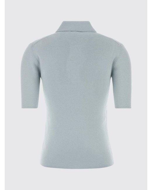 Jil Sander Blue Virgin Wool Knit Polo Shirt