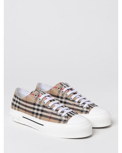 Burberry White Jack Check Canvas And Rubber Sneakers for men