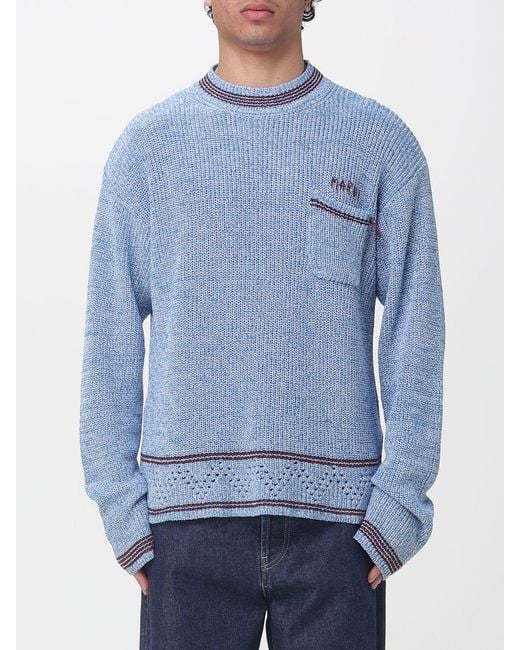 Marni Blue Cotton Crew Neck Pullover for men