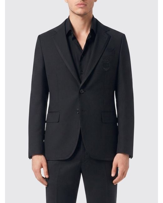 Billionaire Blue Elegant Single-Breasted Wool Blend Blazer With Two-Button Closure for men