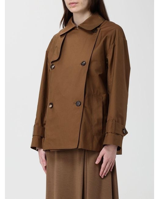 Max Mara Brown Zeno Double Breasted Short Trench Coat