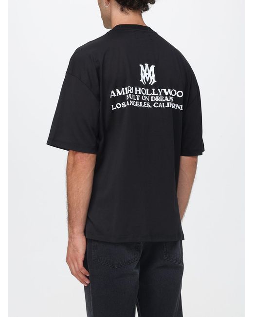 Amiri Black Relaxed Fit Cotton Crewneck T-Shirt With Contrast Logo And Dropped Shoulders for men