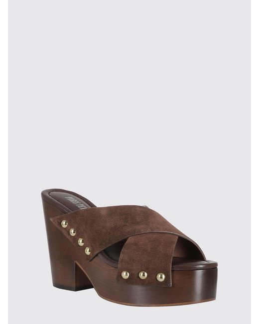 Paris Texas Brown Marisol Suede Mules Sandals With Studs And Platform