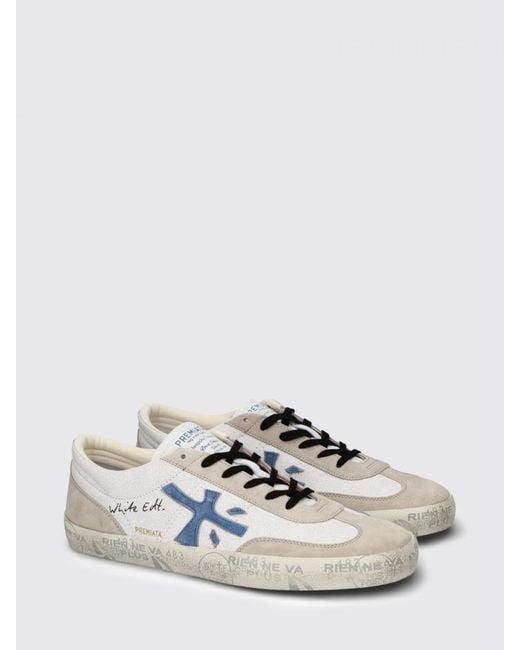 Premiata White David Used Suede Sneakers for men