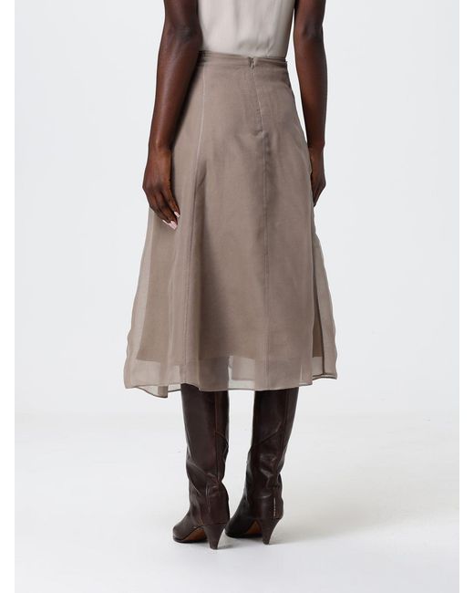 Brunello Cucinelli Natural Silk Circle Midi Skirt