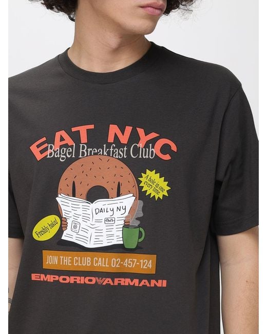 Emporio Armani Gray Printed Cotton T-Shirt for men