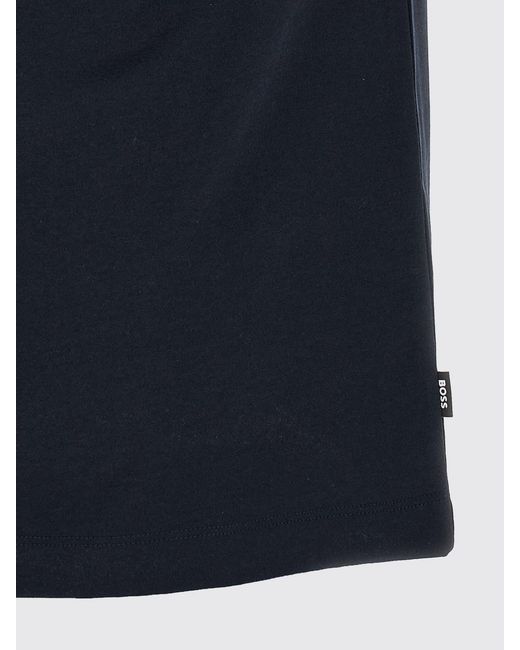 Boss Blue Slim Fit Cotton T-Shirt With Contrast Trims for men
