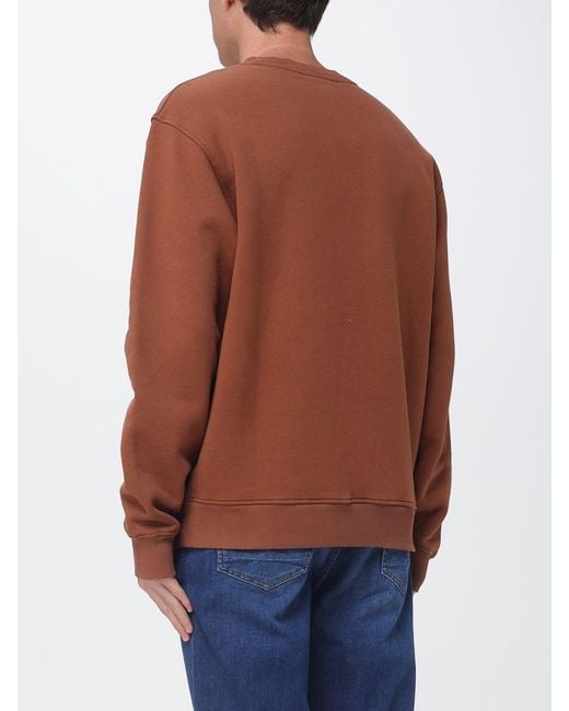 Drole de Monsieur Orange Cotton Blend Crewneck Sweatshirt With Logo for men