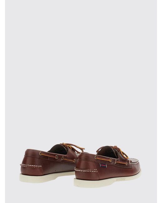 Sebago Brown Portland Waxed Leather Boat Loafers for men