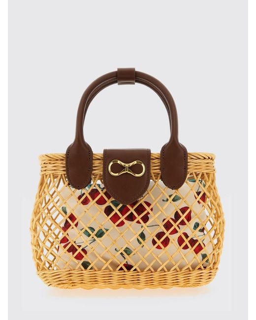 Twinset Metallic Woven Rattan Bag