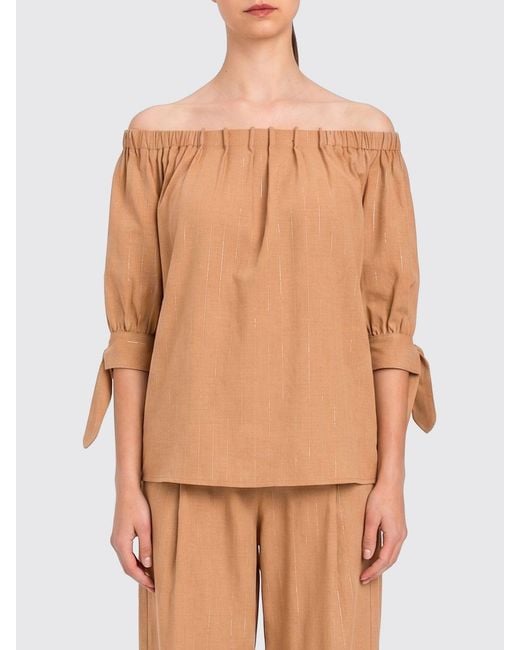 Twinset Natural Viscose And Cotton Blend Top