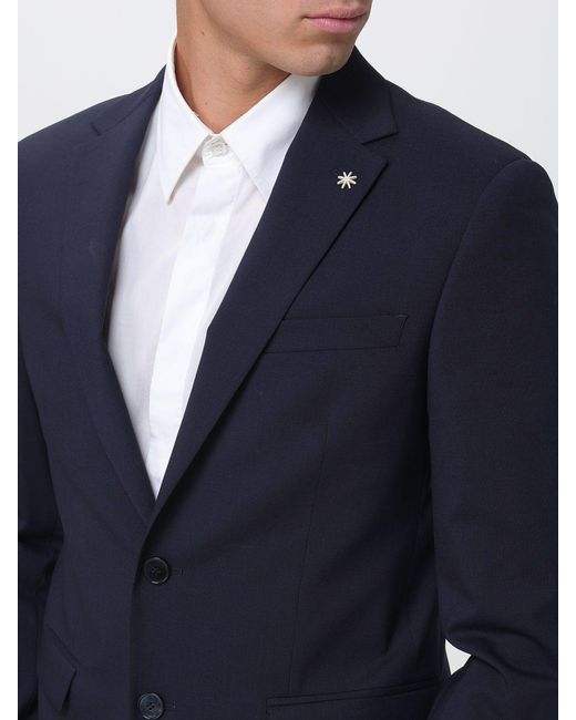 Manuel Ritz Blue Single-Breasted Stretch Wool Suit for men