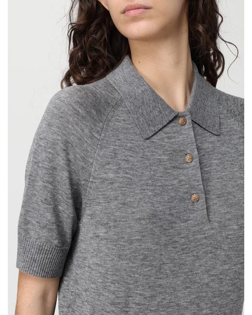 Victoria Beckham Gray Wool Knit Polo Shirt