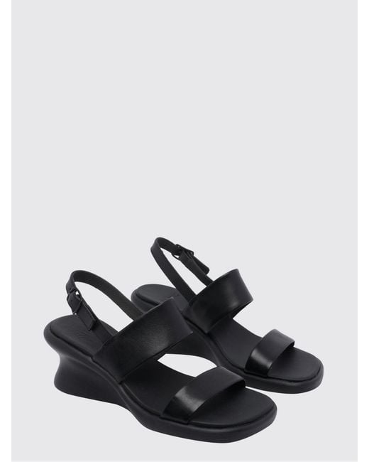 Camper White Louise Leather Wedge Sandals