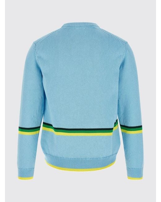 J.W. Anderson Blue Striped Cotton Crew-Neck Jumper With Print for men