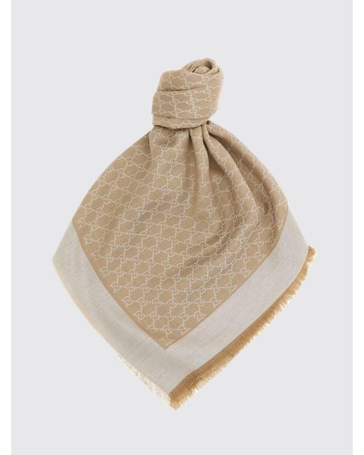 Gucci Natural Wool And Silk Scarf