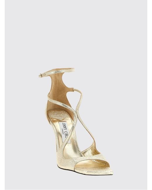Jimmy Choo Natural Azia Laminated Nappa Sandals With A Stiletto Heel And Square Toe