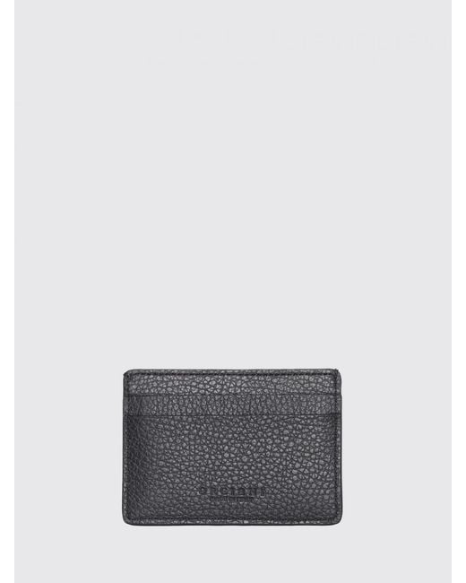 Orciani Gray Micron Hammered Leather Credit Card Holder for men