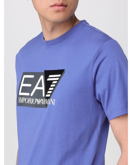 T-shirt in jersey con logo di EA7 in Blue da Uomo